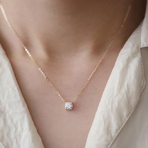 14K gold plated sterling silver dainty necklace with CZ